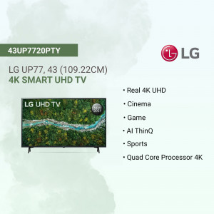LG 43 inch 4K UHD Smart TV - Model 43UP7720PTY