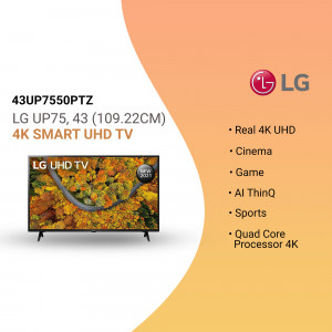 LG 43 inch 4K UHD Smart TV - Model 43UP7550PTZ