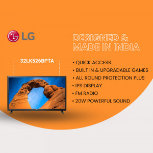 LG 32LK526BPTA Smart TV with features listed