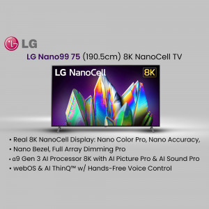 LG Nano99 75 inch 8K NanoCell TV with vibrant display