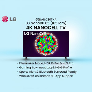 LG 65NANO80TNA 4K NanoCell TV with vibrant color display