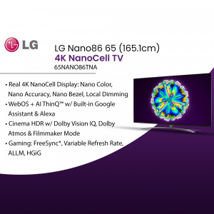 LG Nano86 65 inch 4K NanoCell TV with vibrant colors and sleek design