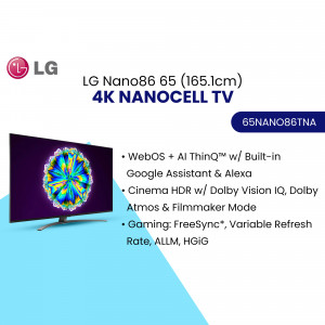 LG Nano86 65 inch 4K NanoCell TV with vibrant display and smart features