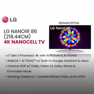LG Nano91 86 inch 4K NanoCell Smart TV with vibrant display