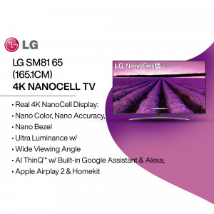 LG 65 inch 4K NanoCell Smart TV with vibrant display
