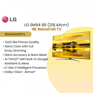 LG SM94 86 inch 4K NanoCell TV with vibrant display and modern design