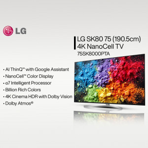 LG SK80 75 inch NanoCell 4K Smart TV with vibrant color display