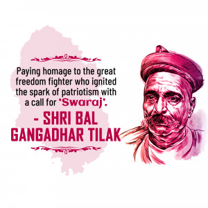 Portrait of Bal Gangadhar Tilak, an Indian nationalist and freedom fighter.