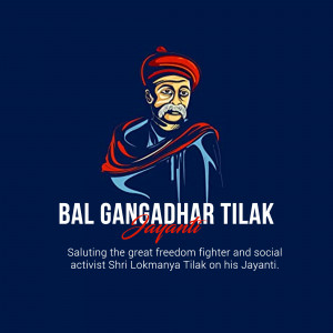 Portrait of Bal Gangadhar Tilak with text 'Bal Gangadhar Tilak Jayanti'