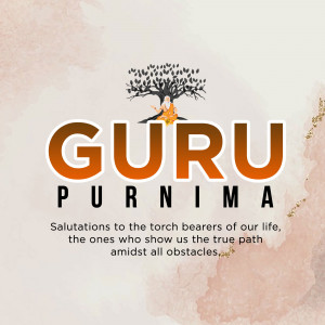 Guru Purnima image with a tree and text