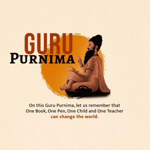 Guru Purnima illustration with a teacher and text