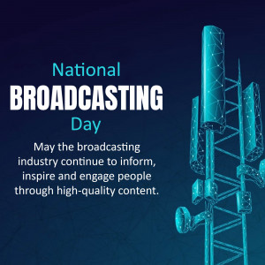 Image commemorating National Broadcasting Day with a cell tower illustration.