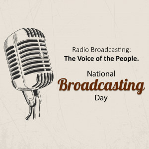 Vintage microphone with text celebrating National Broadcasting Day