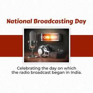 Image commemorating National Broadcasting Day with a vintage microphone, headphones, and 'ON AIR' sign.