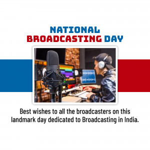 Image commemorating National Broadcasting Day in India with a broadcasting studio scene.