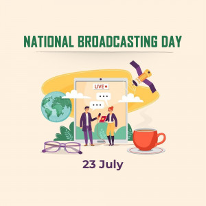 Illustration for National Broadcasting Day featuring a person broadcasting with technology