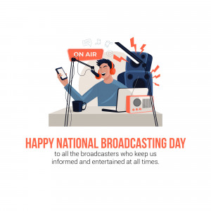 Illustration of a man podcasting with equipment and text 'Happy National Broadcasting Day'