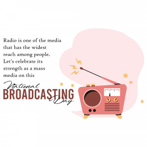 Illustration of a vintage radio with text celebrating National Broadcasting Day.