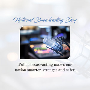 Image commemorating National Broadcasting Day with a microphone and broadcasting equipment.