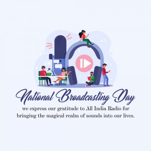 Illustration celebrating National Broadcasting Day with people listening to radio