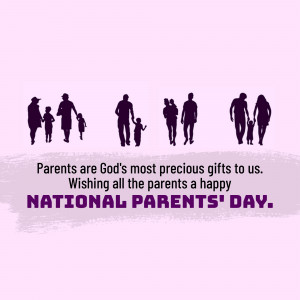 Silhouette of families walking with text wishing a happy National Parents' Day