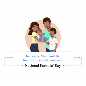 Illustration of a family with a mother, father, and two sons celebrating National Parents' Day.