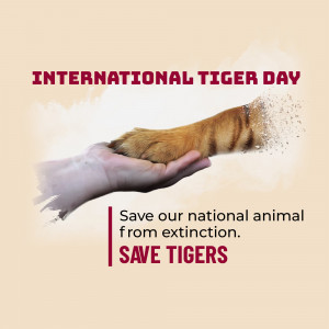 A hand holding a dissolving tiger paw, promoting International Tiger Day and tiger conservation.