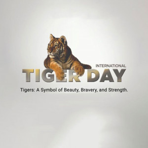 Image promoting International Tiger Day with a tiger cub and text.