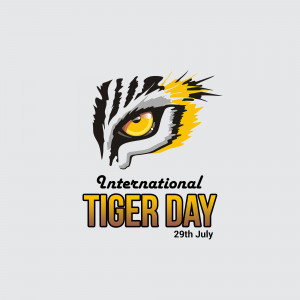 Illustration of a tiger's eye with the text 'International Tiger Day'