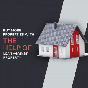 Illustration of a house with text promoting loans against property.