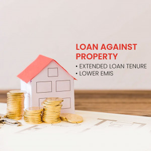 Loan against property with house model and coins