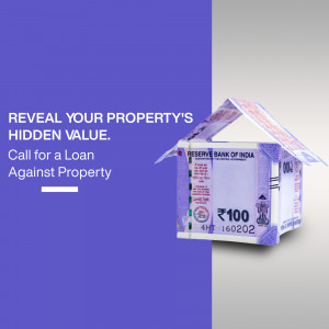 Image depicting a house made of Indian currency notes, promoting loans against property.