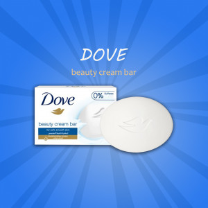 Dove beauty cream bar product shot on a blue background