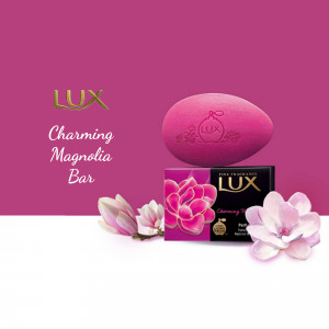 Lux Charming Magnolia soap bar with magnolia flowers and packaging