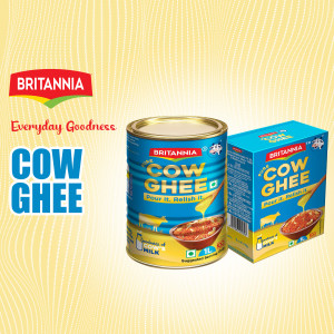 Britannia Cow Ghee tin and packaging box