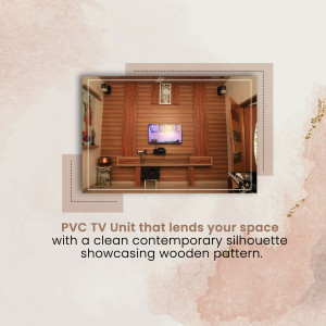 Wooden TV unit with a clean silhouette and wooden pattern