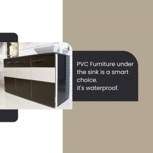 Modern brown and white PVC sink cabinet with waterproof features