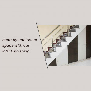 Modern staircase with PVC furnishing and glass railing