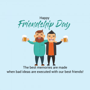Illustration of two male friends toasting with beer mugs on Friendship Day