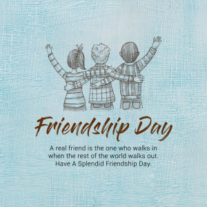 Illustration of three children with arms around each other celebrating Friendship Day