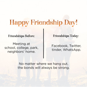 Image depicting the evolution of friendships from traditional meeting places to social media platforms.