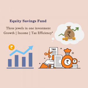 Illustration depicting the benefits of Equity Savings Funds: Growth, Income, and Tax Efficiency.