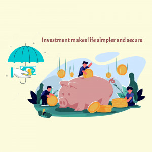 Illustration depicting investment, savings, and financial security.