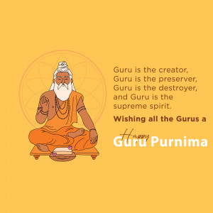 Illustration of a Guru meditating with text wishing Happy Guru Purnima