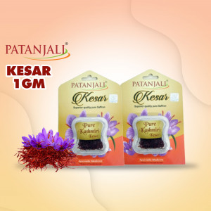Two packets of Patanjali Kesar with saffron strands