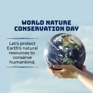 Hands holding a globe with text 'World Nature Conservation Day'