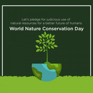 World Nature Conservation Day graphic with a plant growing from the Earth