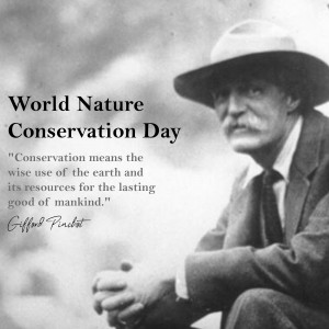 Black and white portrait of Gifford Pinchot with a quote about conservation.