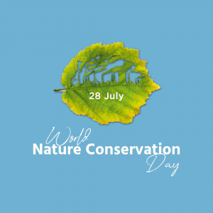 Image promoting World Nature Conservation Day with a leaf and text.