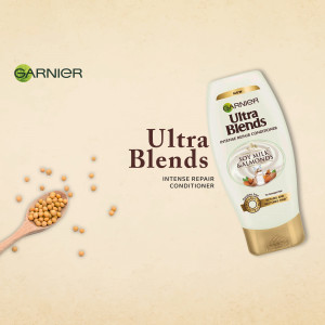 Garnier Ultra Blends Soy Milk & Almonds Intense Repair Conditioner with soy beans